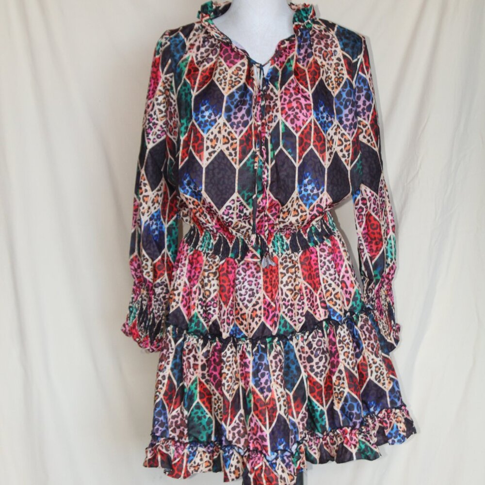 Chic Me Rainbow Leopard Mini Dress